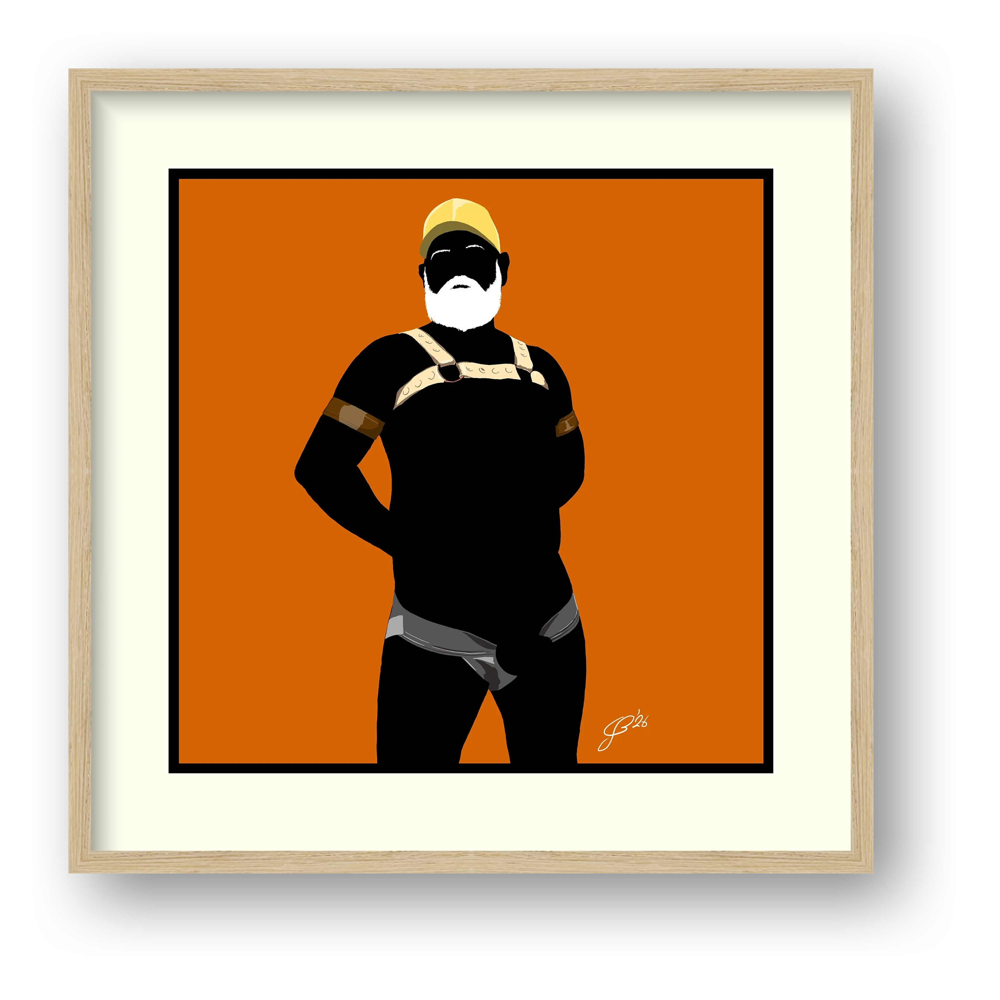 Rob - Bear flag colours Art - Orange — framed