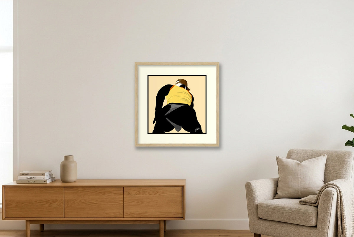 Tom - Bear flag colours Art - Cream — 40×40cm, 16×16" Oak Frame