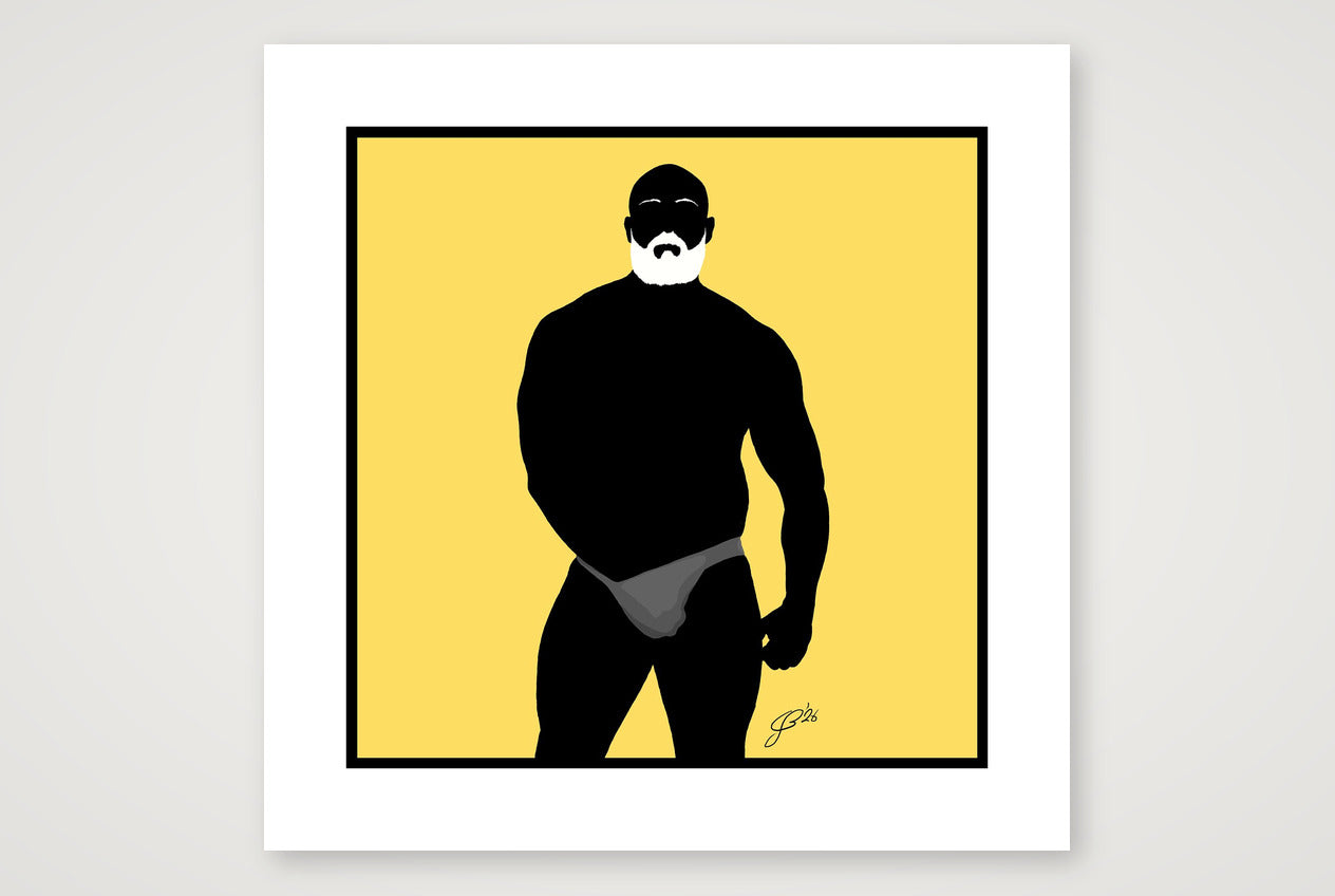 Rex - Bear flag colours Art - Yellow — 50×50cm, 20×20" Print only