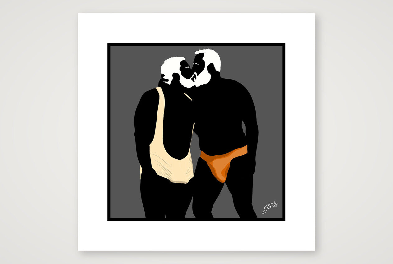 Mark & Steve - Bear flag colours Art - Grey — 40×40cm, 16×16" Print only