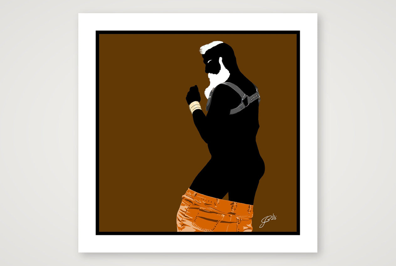 Bruce - Bear flag colours Art - Brown — 70×70cm, 28×28" Print only
