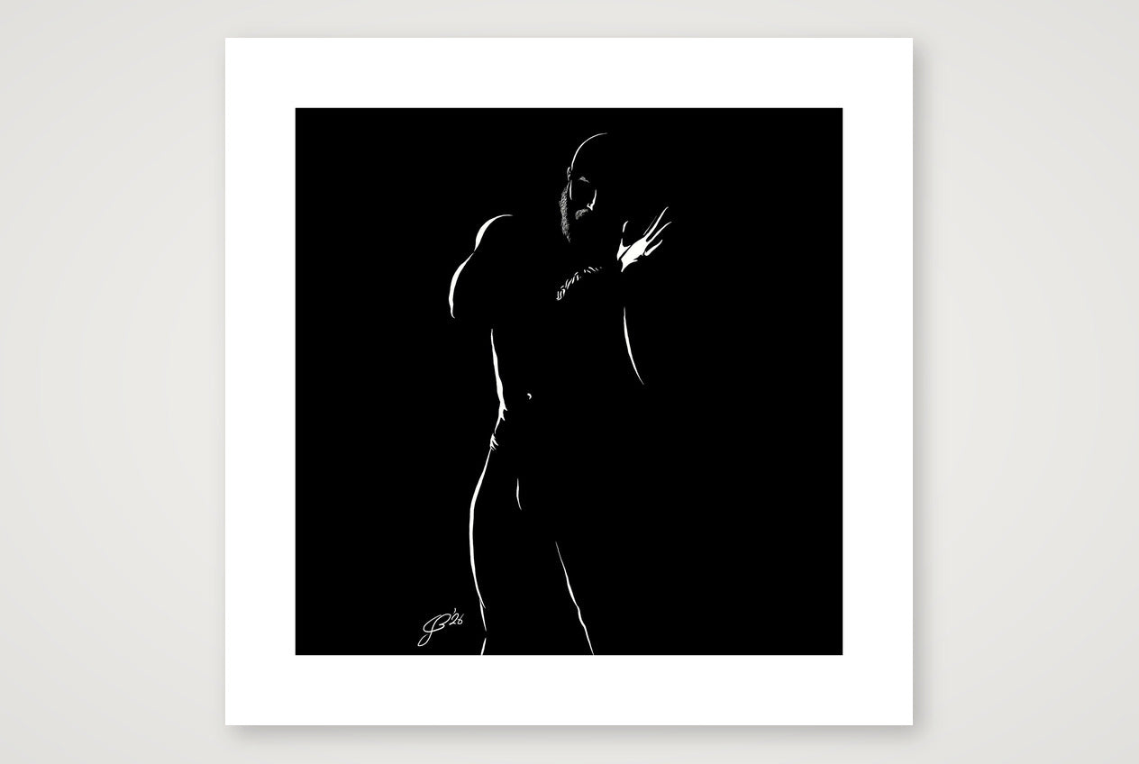 Gloved Gary “Negative space Bear” — 50×50cm, 20×20" Print only