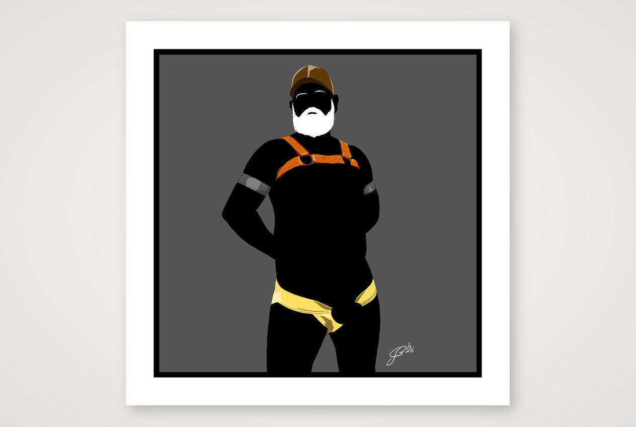 Rob - Bear flag colours Art - Grey — 70×70cm, 28×28" Print only