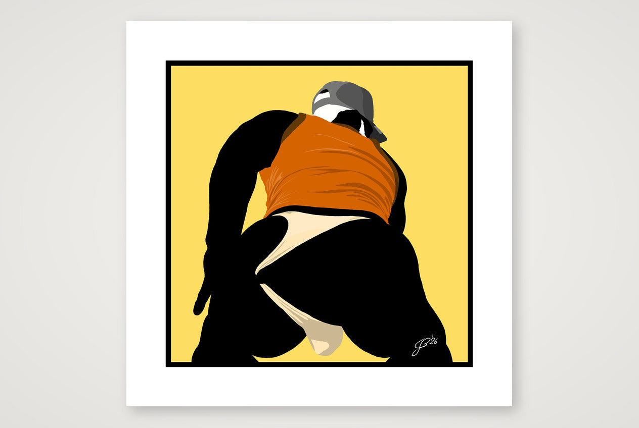 Tom - Bear flag colours Art - Yellow — 50×50cm, 20×20" Print only