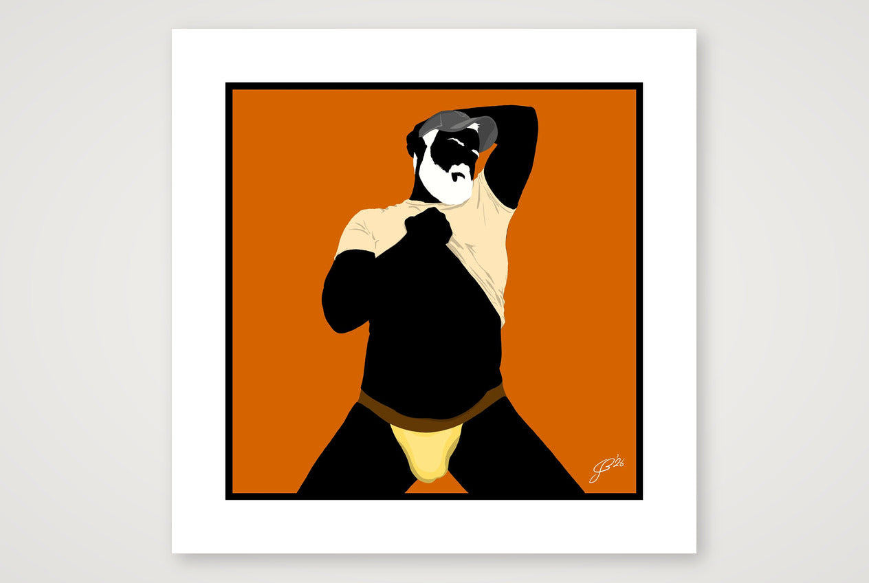 Ben - Bear flag colours Art - Orange — 50×50cm, 20×20" Print only