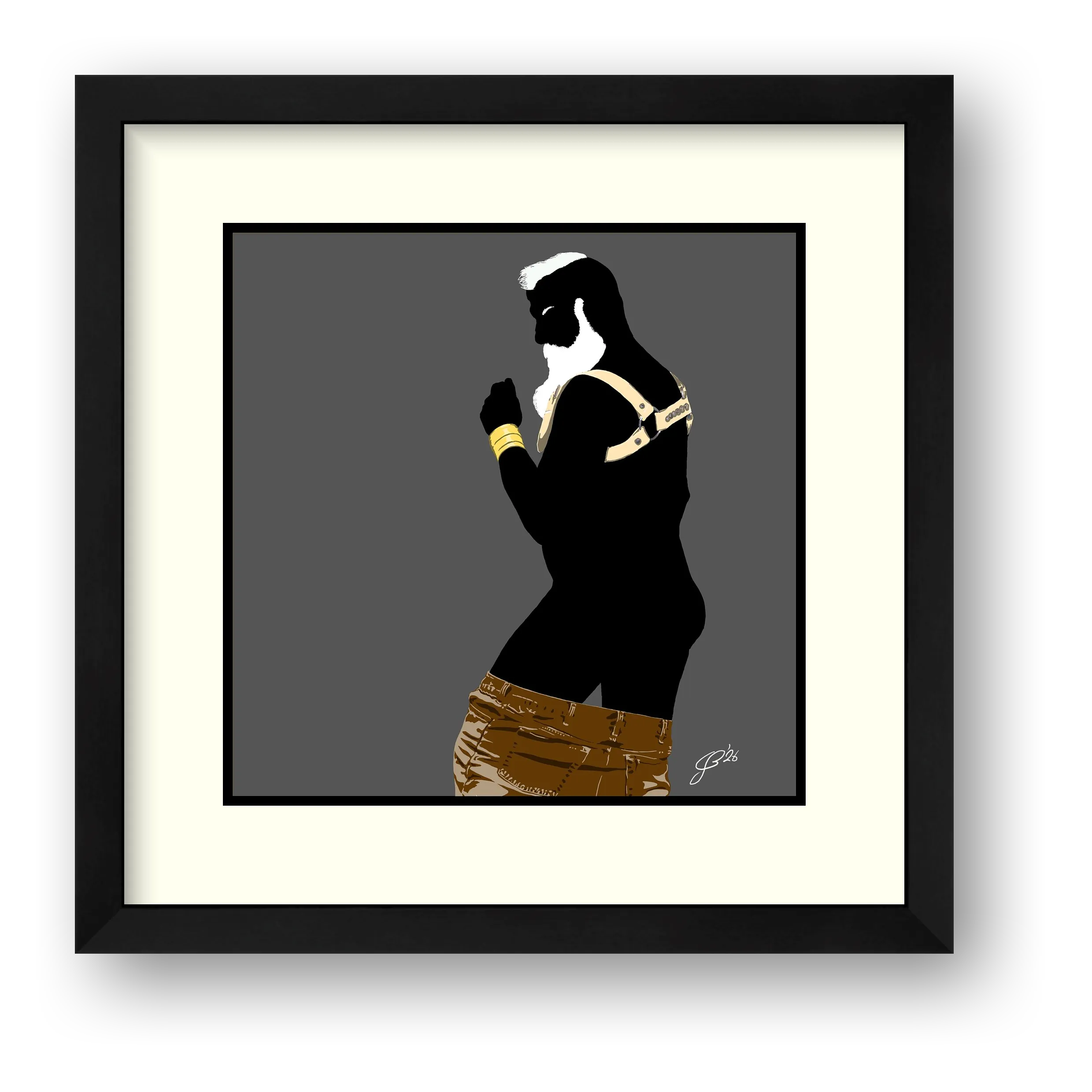 Bruce - Bear flag colours Art - Grey — framed