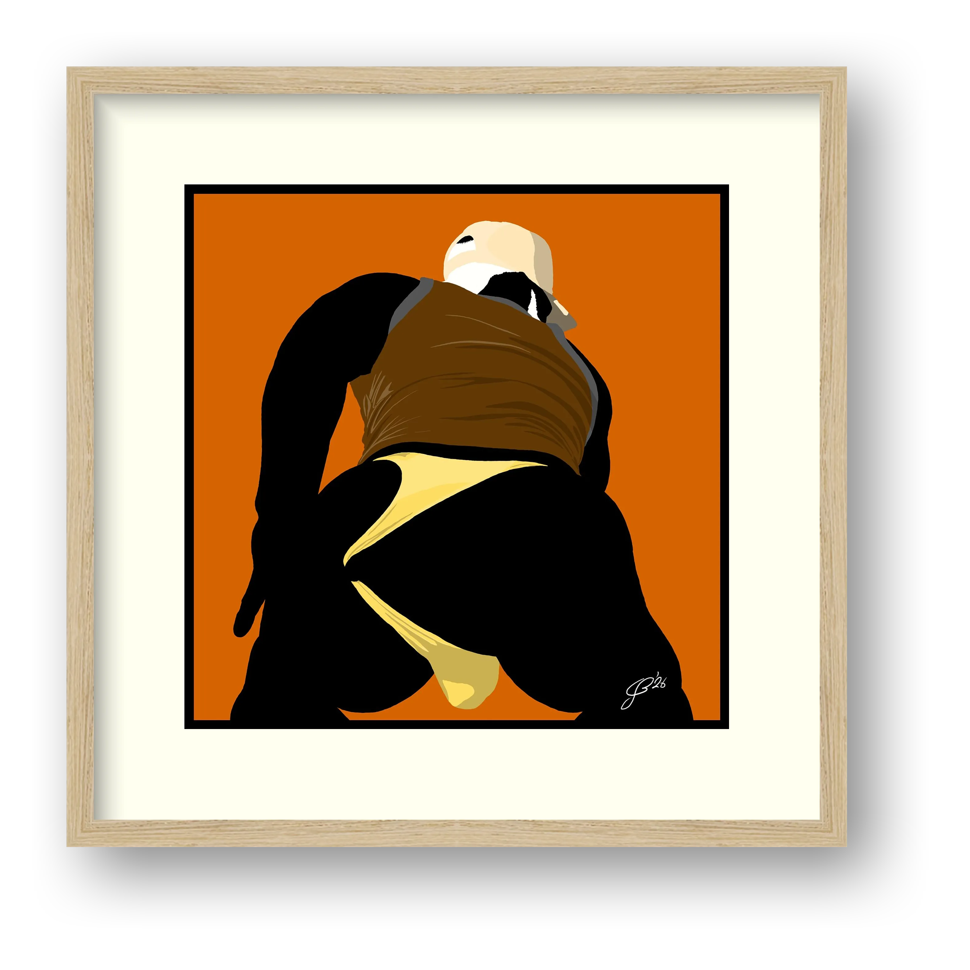 Tom - Bear flag colours Art - Orange — framed