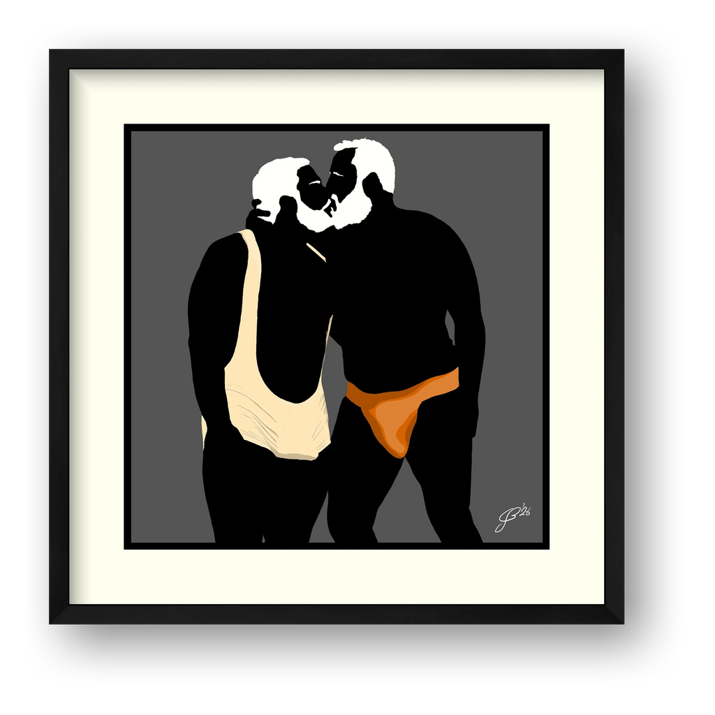 Mark & Steve - Bear flag colours Art - Grey — framed