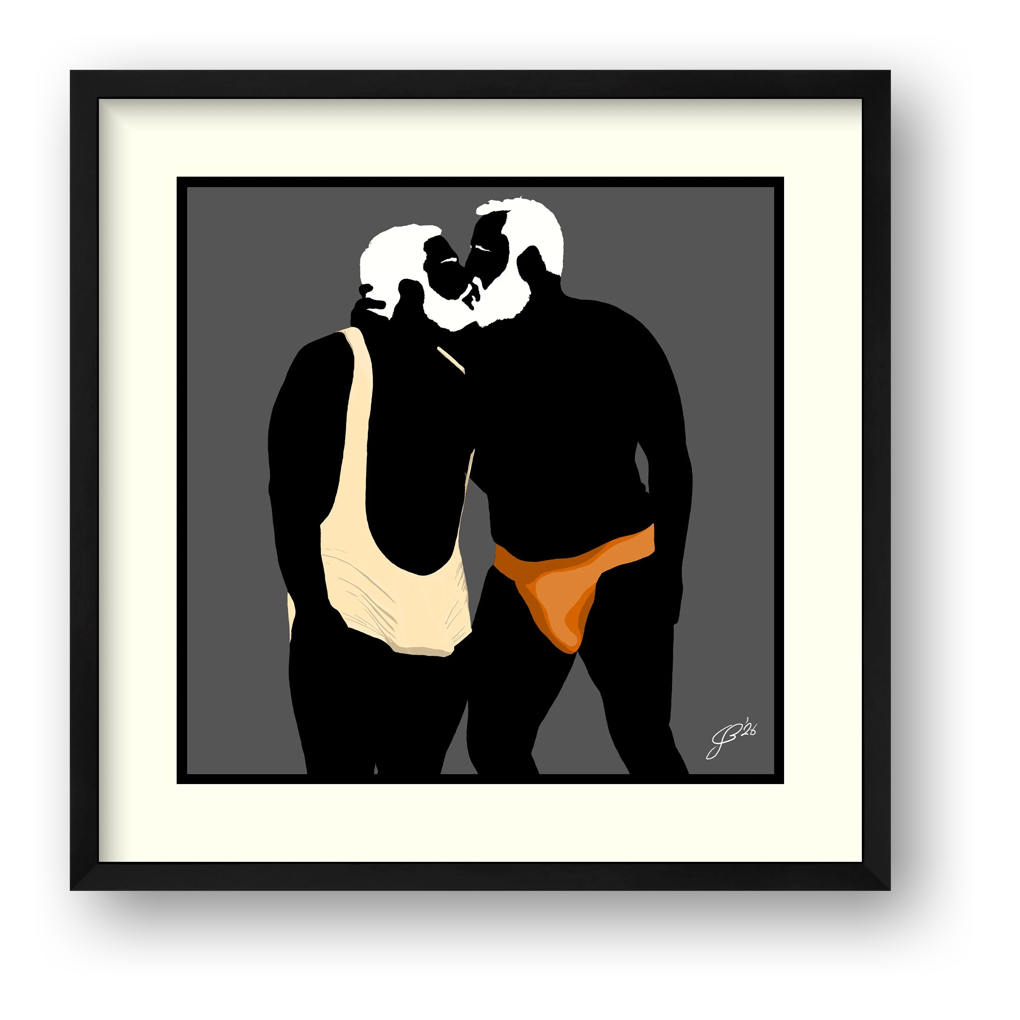 Mark & Steve - Bear flag colours Art - Grey — framed