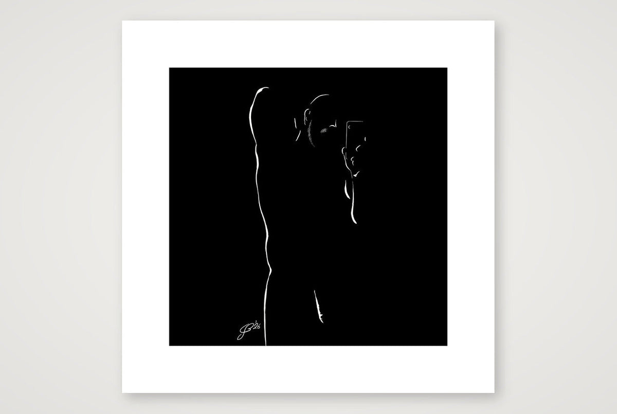 Selfie Si “Negative space Bear” — 30×30cm, 12×12" Print only