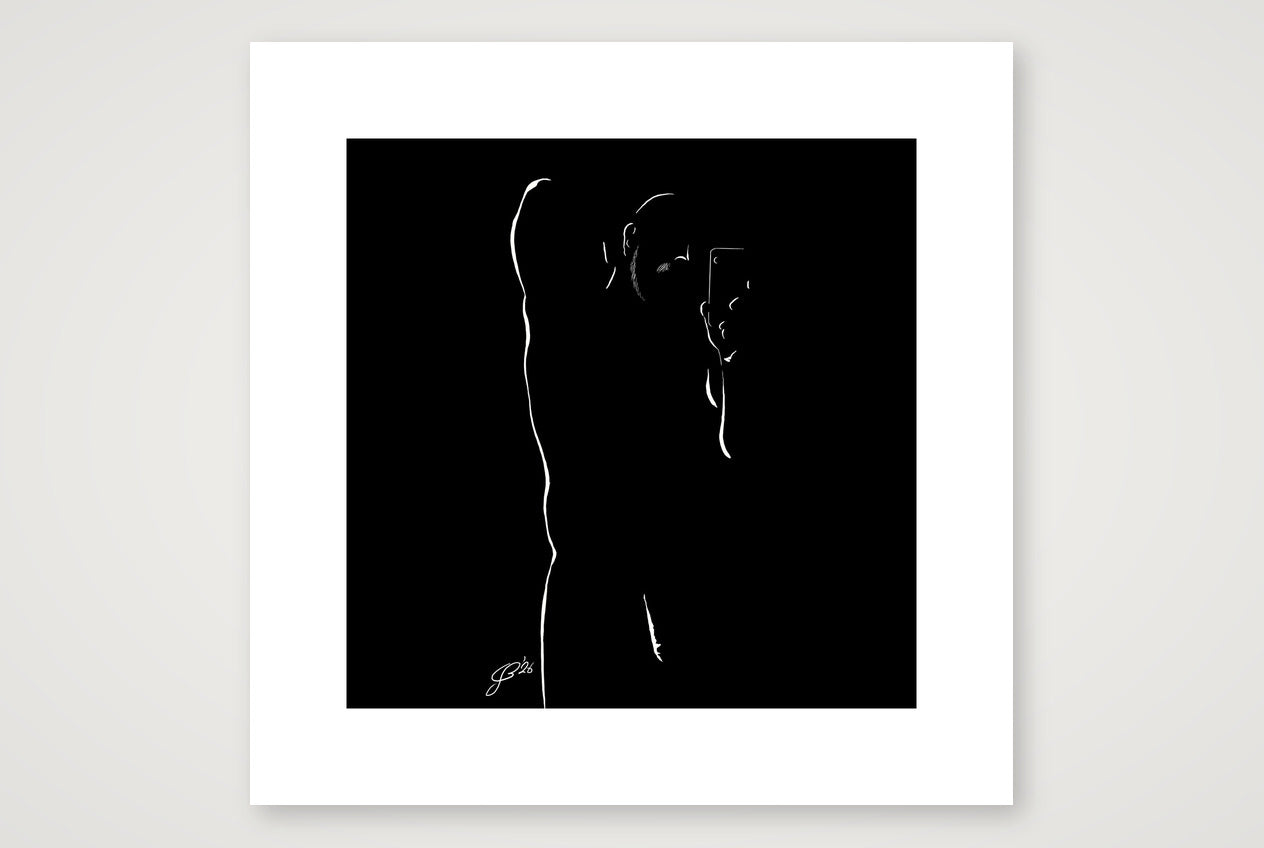 Selfie Si “Negative space Bear” — 30×30cm, 12×12" Print only