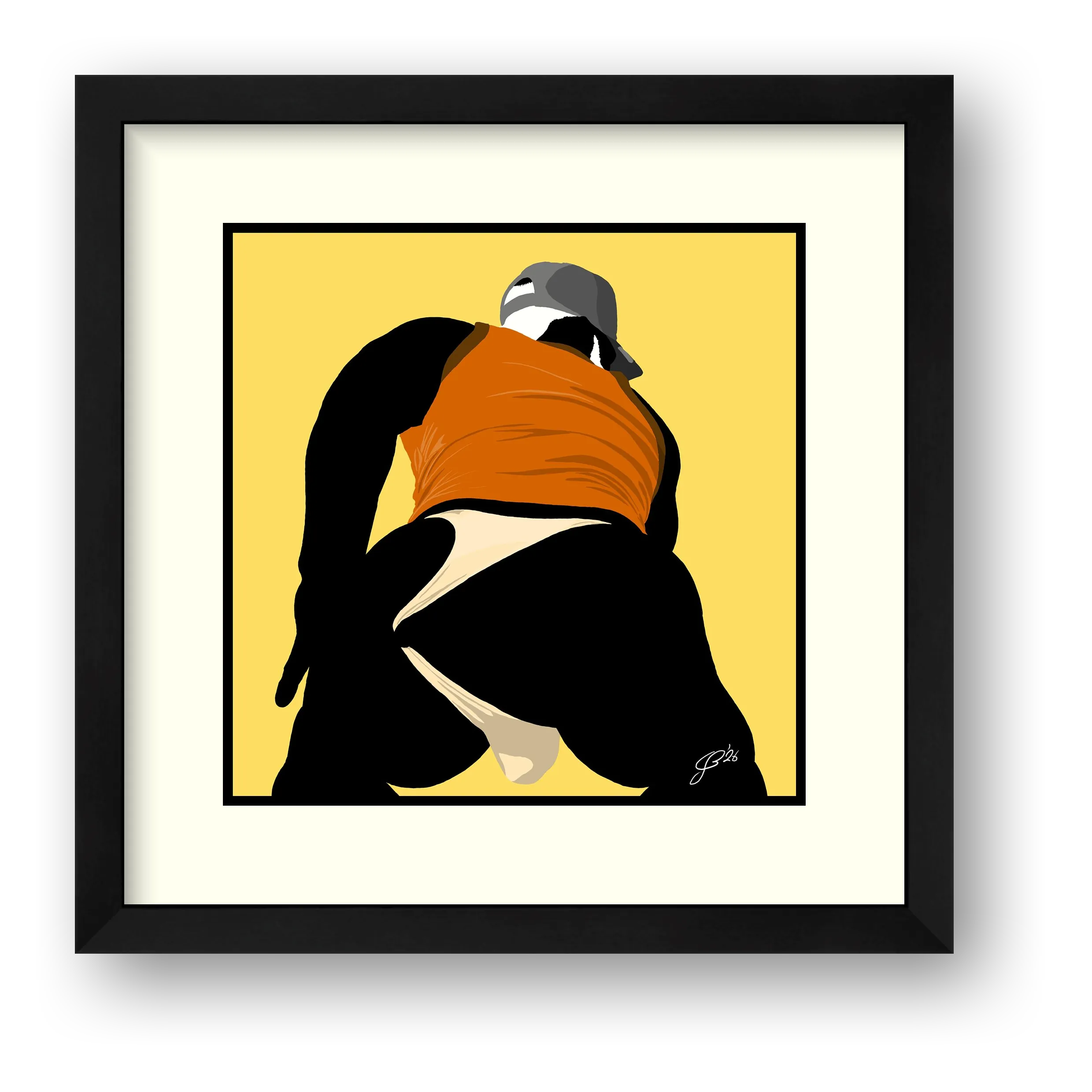 Tom - Bear flag colours Art - Yellow — framed