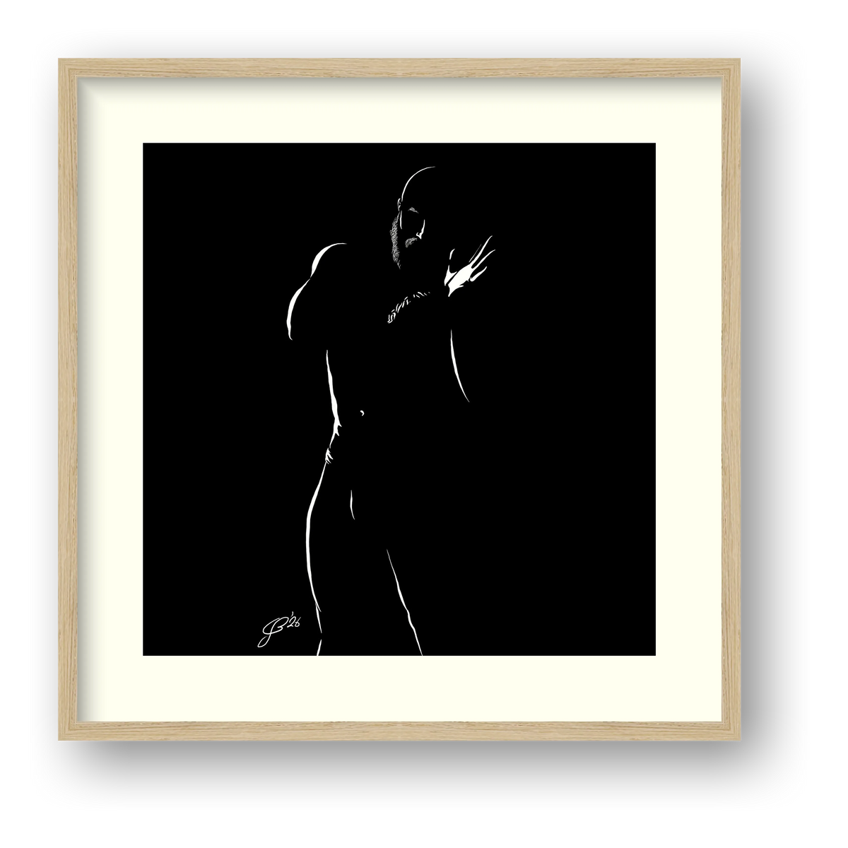 Gloved Gary “Negative space Bear” — framed
