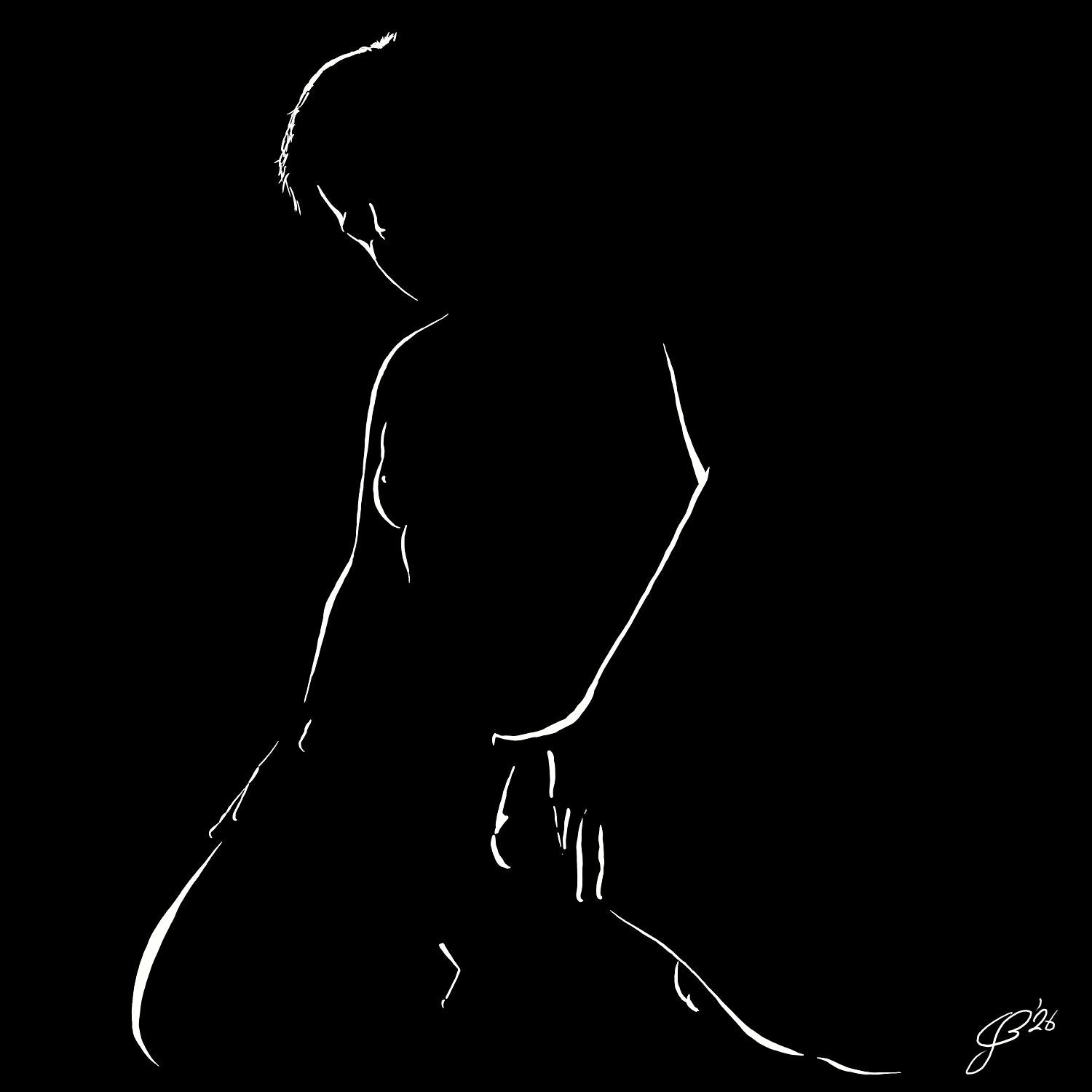 Kneeling Nathan “Negative space Bear”