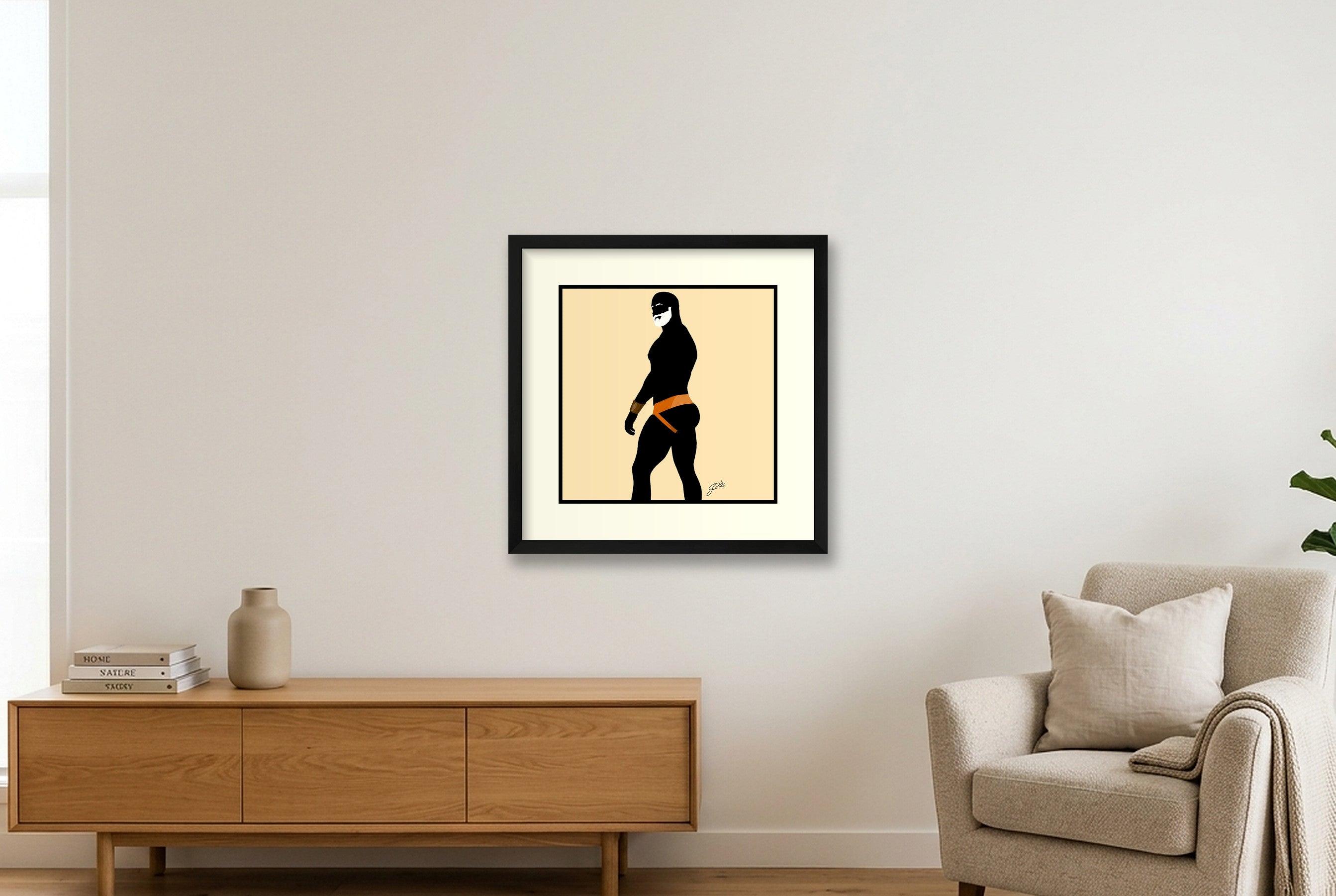 Scott - Bear flag colours Art - Cream — 40×40cm, 16×16" Black Frame
